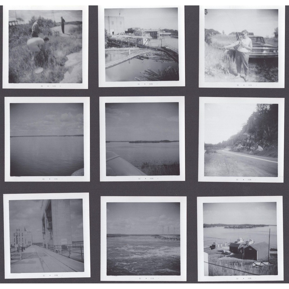 Vintage 1972 B&W Photo Lot of 9 Canada Trip Fishing Lake Dam Road